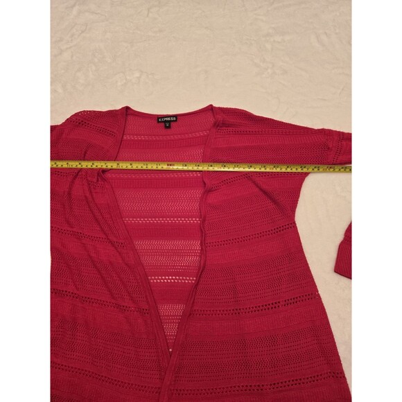 Express Open Front Bright Red Cardigan Size XS Long Sleeve - Picture 3 of 6